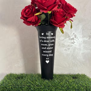 Personalised Grave Vase Memorial Flower pot with Spike for Graves - Remembrance Gift for Grieving Loved Ones