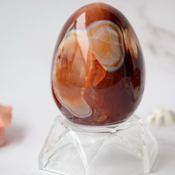 Agate Carnelian Egg Sphere,Length 58mm,Crystal Egg Stone Decoration,Home Spa Office Decor,Lucky Stone  CP1120026