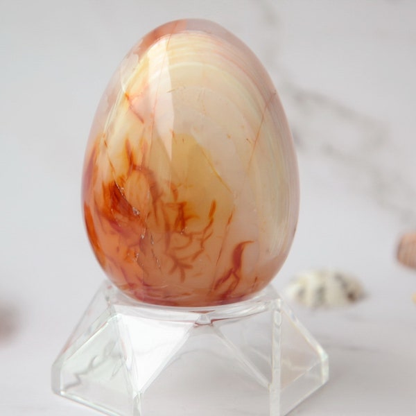 Agate Carnelian Egg Sphere,Length 61mm,Crystal Egg Stone Decoration,Home Spa Office Decor,Lucky Stone  CP1120015