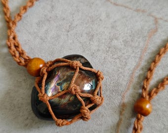 Labradorite Heart, Stone Pendant Necklace