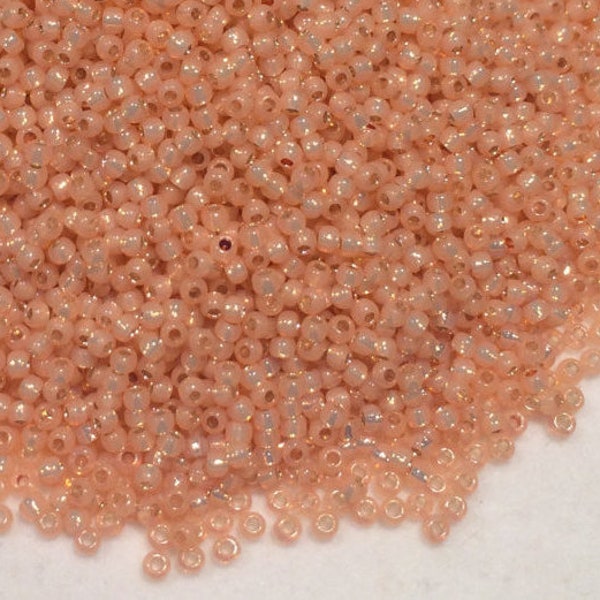 Toho Round Beads - 11/o - Seed Beads - Silver Lined Milky Peach - Japanese Glass - 15 Grams - TR-11-2111