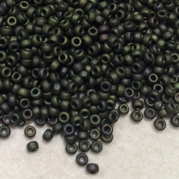 Miyuki Seed Beads - 11/o - Matte Metallic Dark Olive - Japanese Glass - 10 Grams - MIY-11-2015