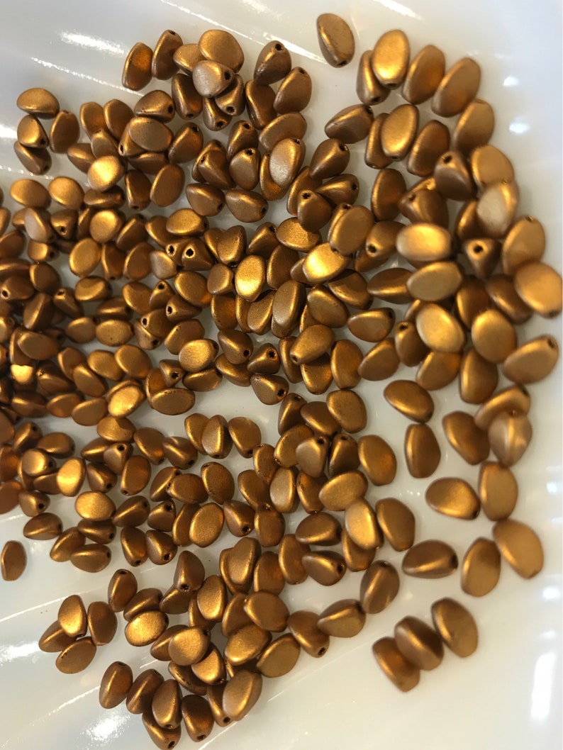 Pinch Beads Czech Glass 5x3mm 01740 Brass Gold 50 Beads