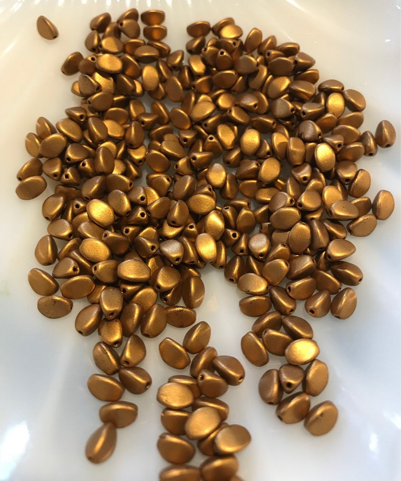 Pinch Beads Czech Glass 5x3mm 01740 Brass Gold 50 Beads