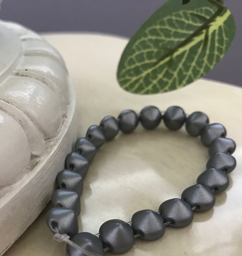 Tipp Beads 8mm Pastel Light Grey 2 Hole 25028 Czech Glass 20 Beads