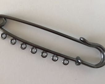 Seven Hole Safety Pin - Kilt Pin - Shawl Pin - Sweater Pin - Black Oxide - 5 Pieces - SPN3CP