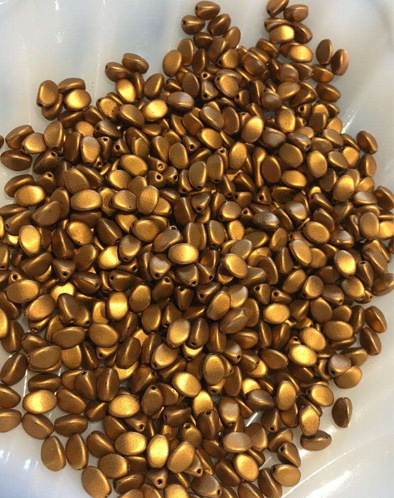Pinch Beads Czech Glass 5x3mm 01740 Brass Gold 50 Beads