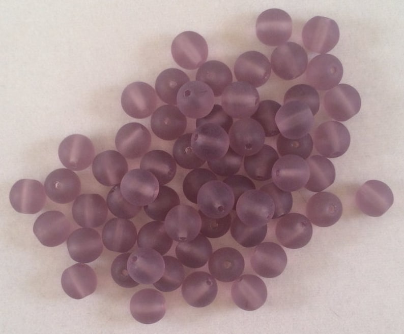 Round Beads DESTASH 50 Beads Czech Glass 6mm Amethyst Matted 20040-84110 1