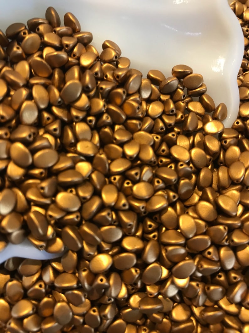 Pinch Beads Czech Glass 5x3mm 01740 Brass Gold 50 Beads