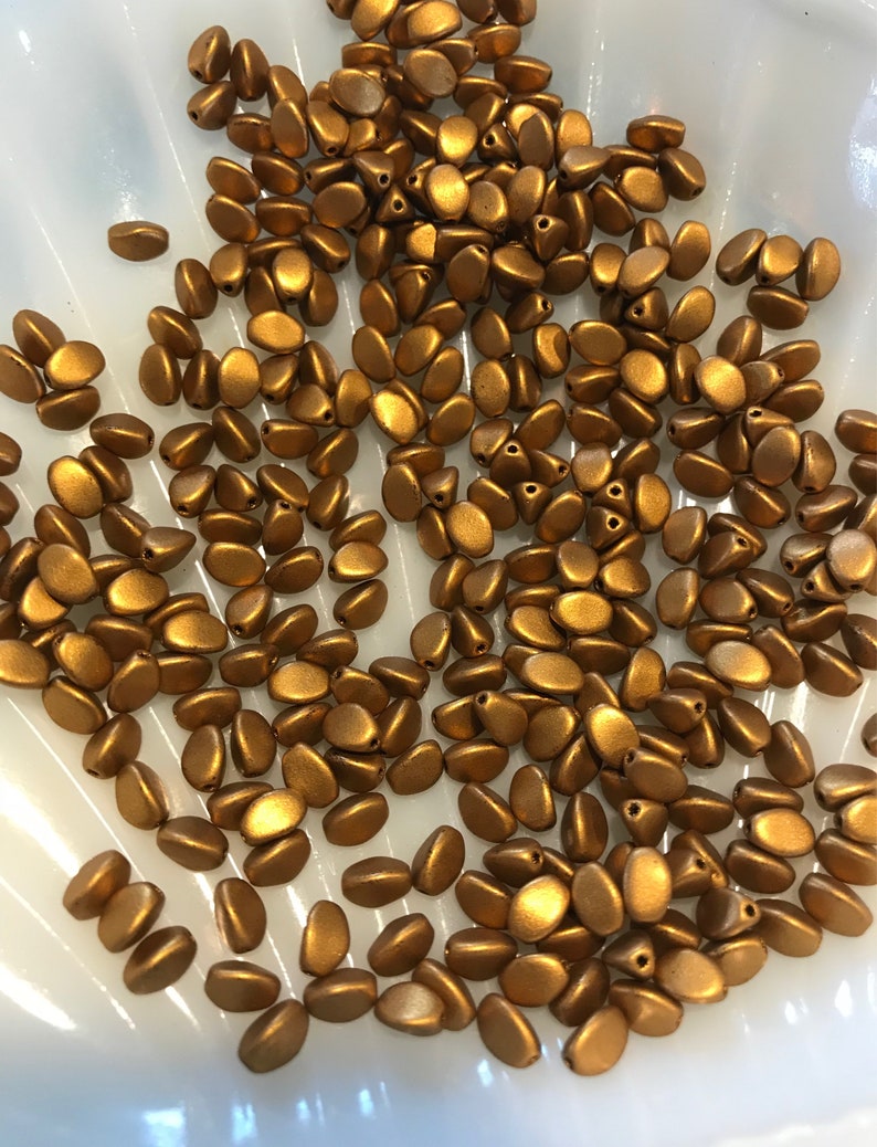 Pinch Beads Czech Glass 5x3mm 01740 Brass Gold 50 Beads