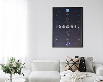Manifeste Abondance Art Print, Manifestation Art, Moon Phase Art Print, Witchy Wall Art, Tarot Art, Home Decor, Law of Attraction Wall Art