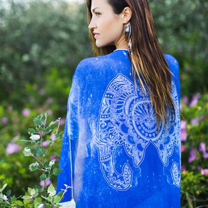 Ganesh Kimono Blue Indigo Boho Cardigan, Beach Wear, Hippie Tops image 1