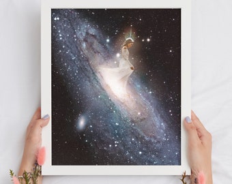 Limited Edition Print, Emerge, Astrology Art, Galaxy Art Print, Solar System Art, Cosmic Space Art, Divine Feminine Art, Surreal Art