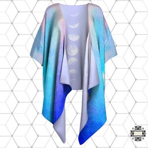 Moon Phase Kimono, Boho Hippie Kimono, Lunar Phase Clothing, Galaxy Cardigan, Moon Cardigan, Fringe Festival Kimono, Moon Beach Cover-Up image 4