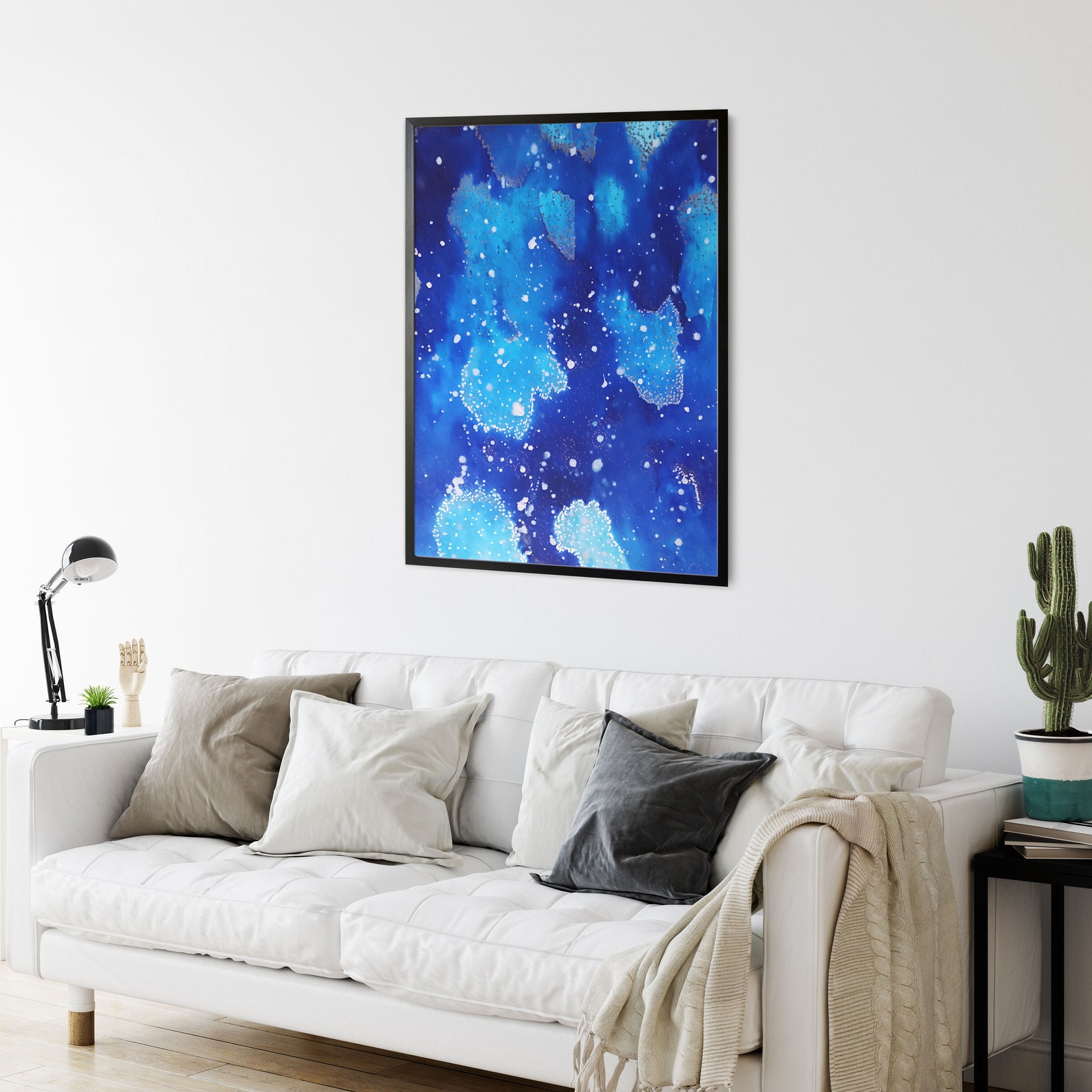 The Depths Blue Watercolor Wall Art Modern Abstract Wall Etsy