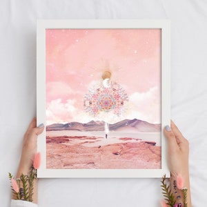 Limited Edition Print, Lost Land, Cosmic Landscape Art, Pink Aesthetic Art, Landscape Collage Art, Landscape, Surreal Landscape Art