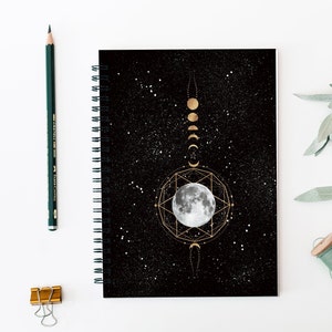 Spiral Bound Moon Sketchbook, Spiral Notebook, Spiral  Journal, Moon Phase Notebook, Travel Notebook, Journal, Diary, Gift, Planner