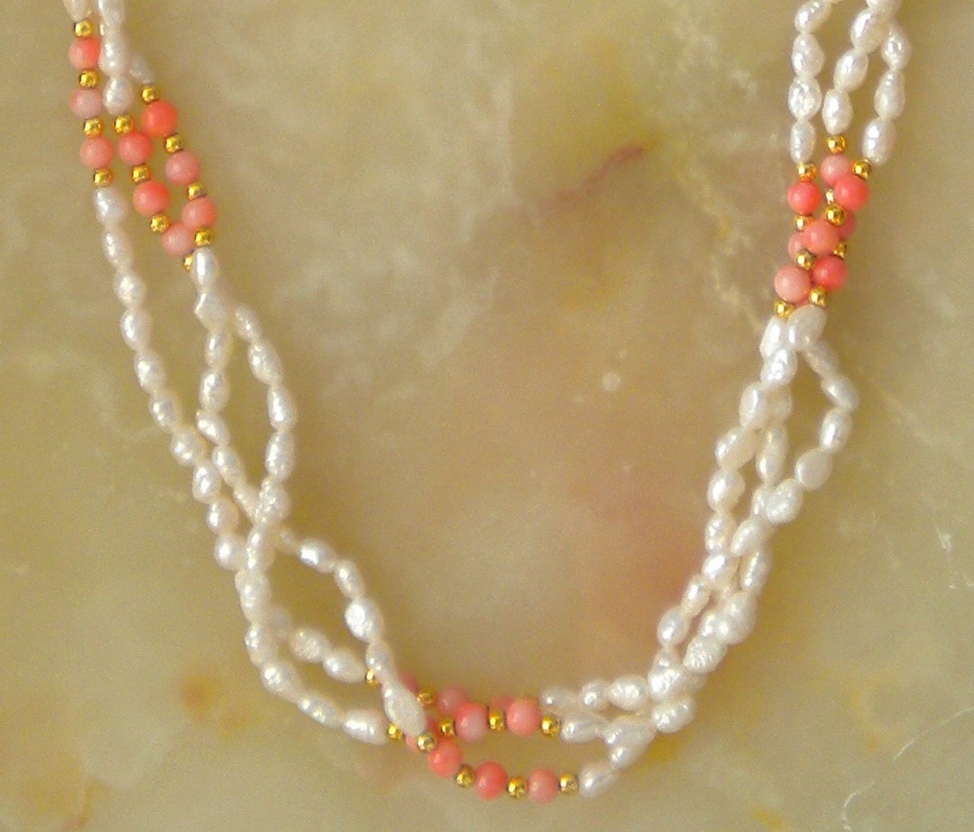Collier De Perles En Corail Naturel 'Peau D'Ange' - Longueur 46 Cm, Rond Et élégant !