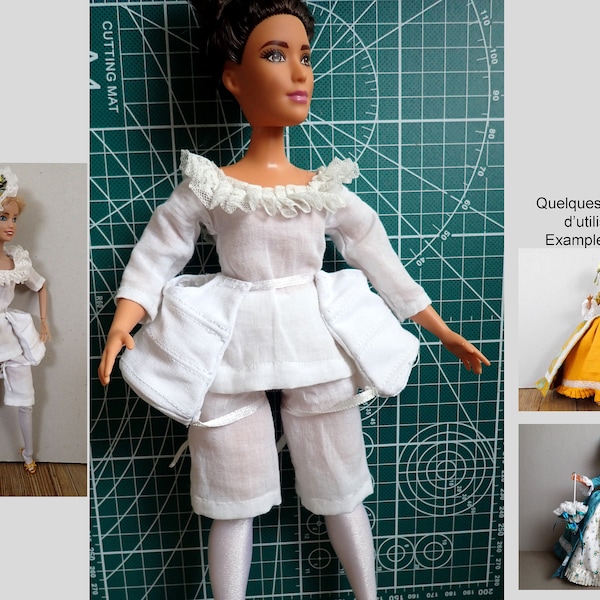 Patron couture paniers robe à l'anglaise Barbie Fashion royalty