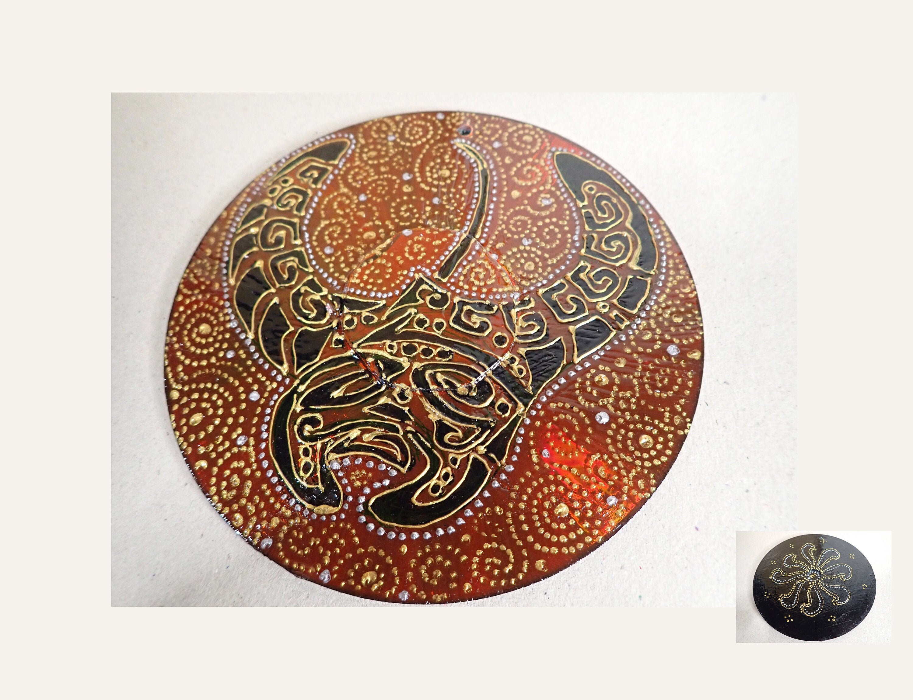 Raie Manta-Recyclage Cd-Rouge-Peinture Vitrail-Cd-Dvd-Recyclage-Irisé