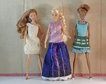 Blue beige and green clothes for Barbie doll or fashion royalty or handmade Disney doll