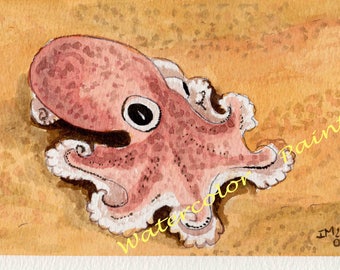 Watercolor octopus octopus Original Adorable