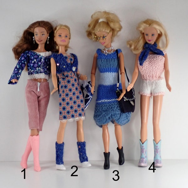 Vêtements bleu et rose pour poupée Barbie fine ou poupée disney fait main