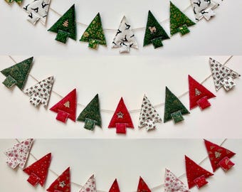 Handmade Quilted Christmas Tree Garland: Holiday Bunting