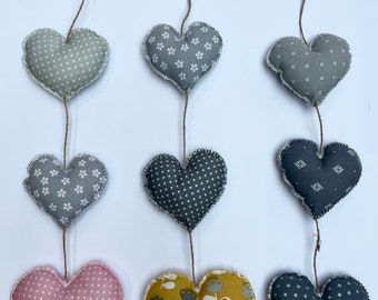 Handmade Hanging Heart Bunting / Heart Garland / hearts banner/ hanging wall hearts