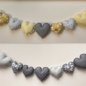 Handmade Grey Heart Bunting / Heart Garland / hearts banner / Grey bunting