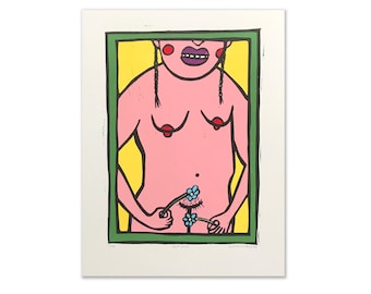 Self Love, Linocut Art Print: Inspire Body Positivity and Confidence