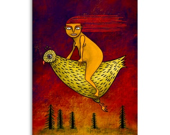 Wild woman, feminist art print, illustration by Slumsi Tutka