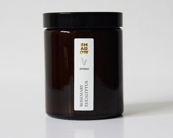 SPRING Aromatherapy Energising Scented Soy Wax Candle, Fresh Rosemary + Eucalyptus Pure Essential Oil (non-toxic, vegan)