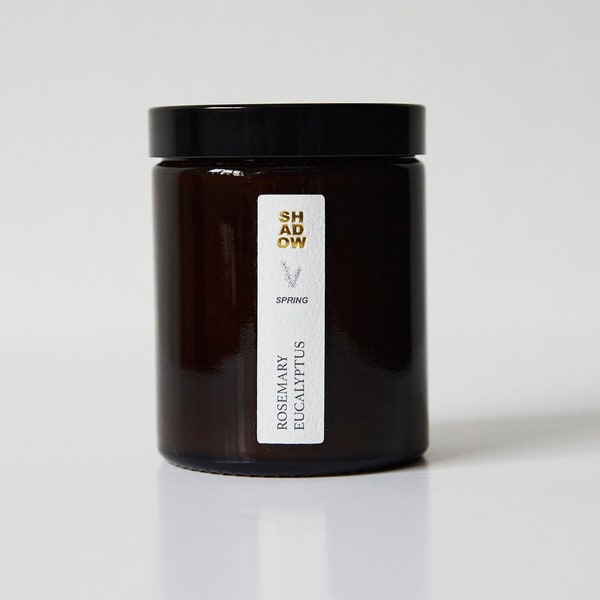 SPRING Aromatherapy Energising Scented Soy Wax Candle, Fresh Rosemary + Eucalyptus Pure Essential Oil (non-toxic, vegan)