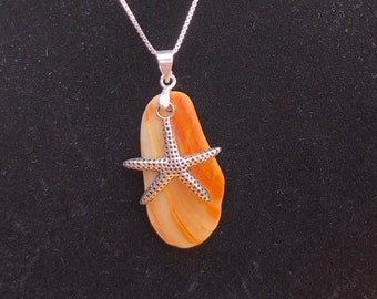 Orange Muschel Seestern Anhänger