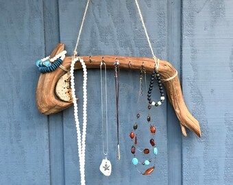 Driftwood Necklace Holder with Cork piece insert