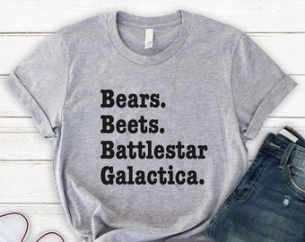 The Office Shirt, Bears Beets Battlestar Galactica Shirt, Dwight Schrute, Unisex Soft Cotton Tee, The Office, T-Shirts, Dunder Mifflin Shirt