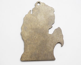 Michigan Lower Peninsula Shaped Bottle Opener Keychain