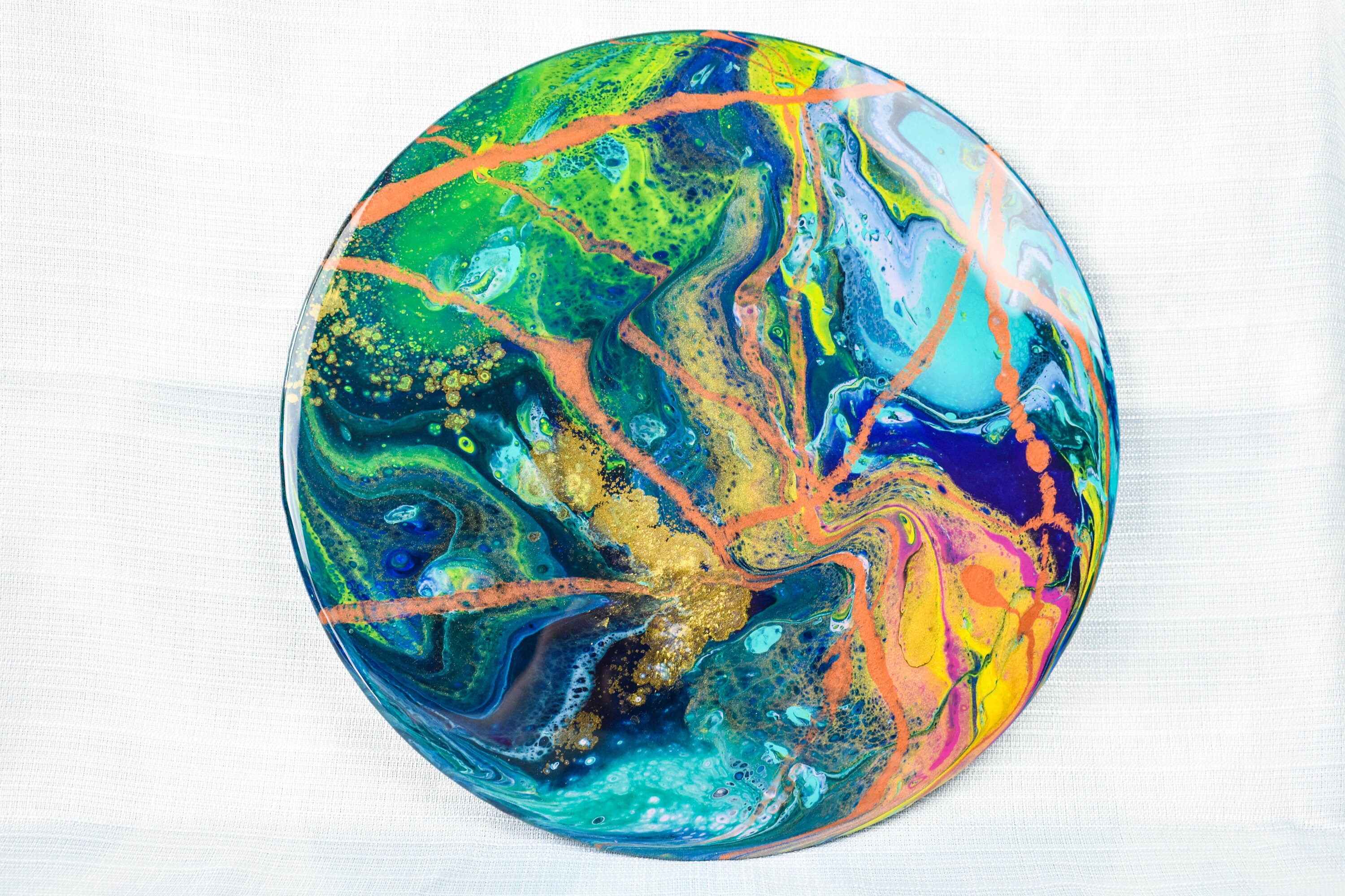 Mixed media resin art // fluid painting // resin art // flow Etsy