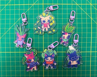Cute Houseplant Cat Acrylic Keychains, Cat Keychains, plant mom, houseplants, bag charms, monstera deliciosa