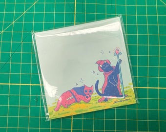 Cute Fantasy Classes Cats LARGE Post It Notes, Sticky Notes, cute Stationery