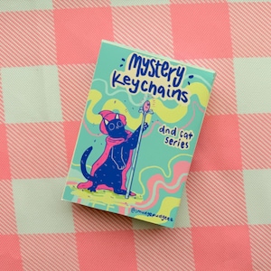 Mystery Box Cute Cat Fantasy Classes Acrylic Keychains, Cat Keychains, wizard, sorcerer, bard, dm, rogue,
