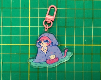 Sleepy Sad Cat Acrylic Keychains, bag charms, meme cat, kawaii, cute, cat-finatted, caffeine lover