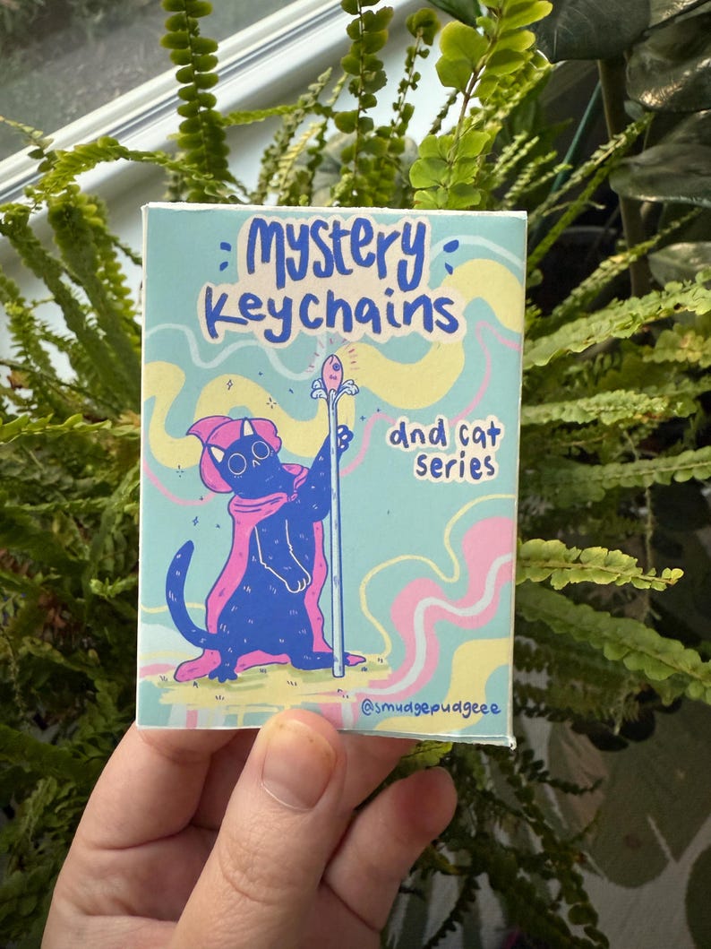Mystery Box Cute Cat Dnd Classes Acrylic Keychains, Cat Keychains