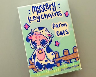 Mystery Box Cute Cat Country Cowboy Themed Acrylic Keychains, Cat Keychains, Cowboy Core, Farm Cat