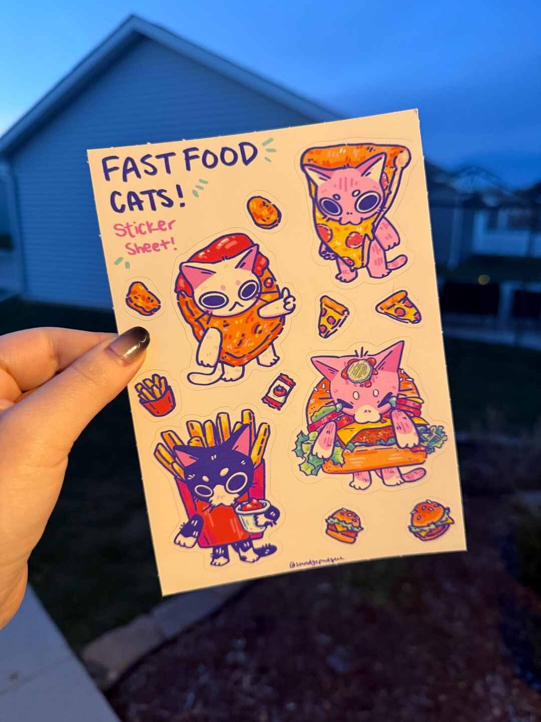 Fast Food Cat Themed Vinyl Stickers, Sticker Sheet, Funny, Water Bottle ...
