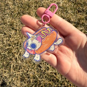 Cute Hotdog Cat Acrylic Keychains, bag charms