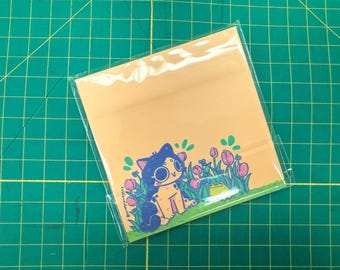 Cute Tulip Cat LARGE Post It Notes, Sticky Notes, cute Stationery
