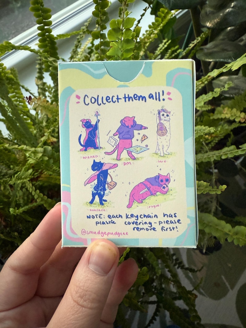 Mystery Box Cute Cat Dnd Classes Acrylic Keychains, Cat Keychains