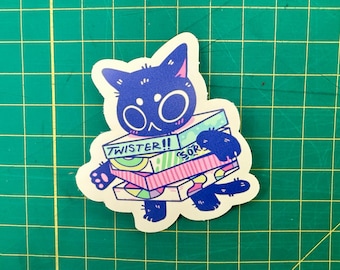 Cute Board Game Cat Sticker, funny relatable sticker, Vinyl Stickers, Planner Waterbottle Laptop Stickers Decals